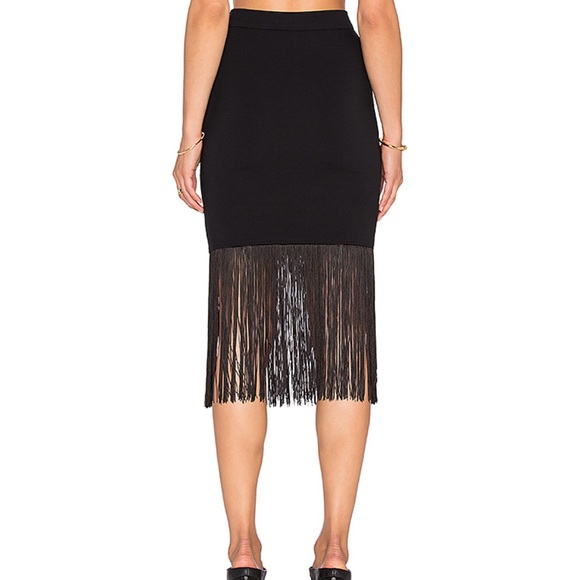Revolve Fringe Black Midi Bodycon Style Skirt size XS - Picture 7 of 7